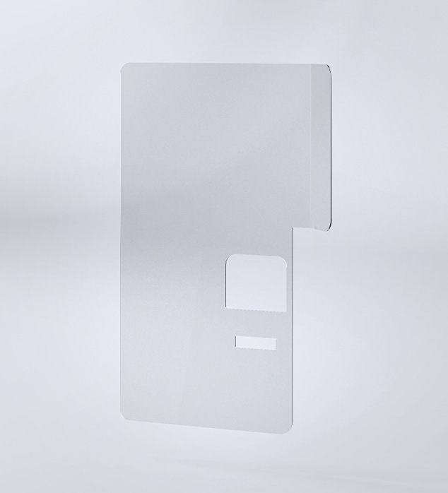 Cloison de protection en polycarbonate transparent fabriquée sur mesure.